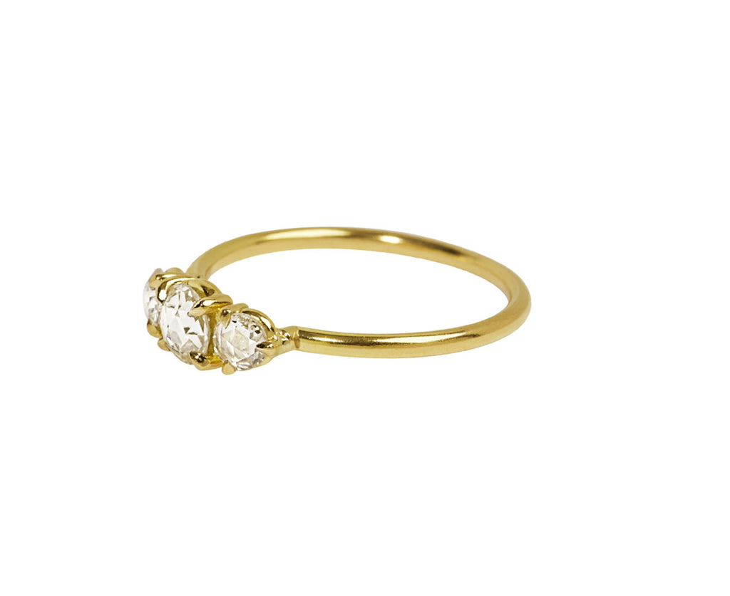 Rose Cut Diamond Three Stone Ring