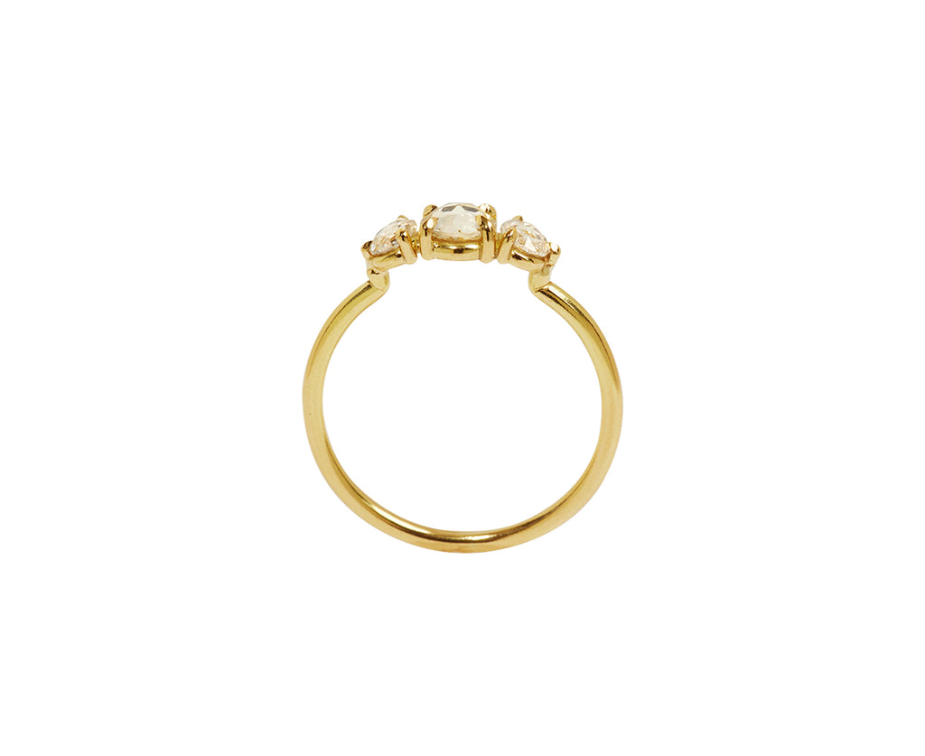 Rose Cut Diamond Three Stone Ring