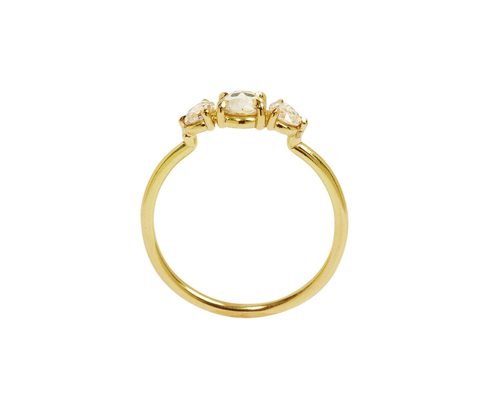 Rose Cut Diamond Three Stone Ring