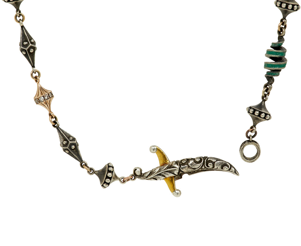 Turquoise Spiral Dagger Closure Chain Necklace - TWISTonline 
