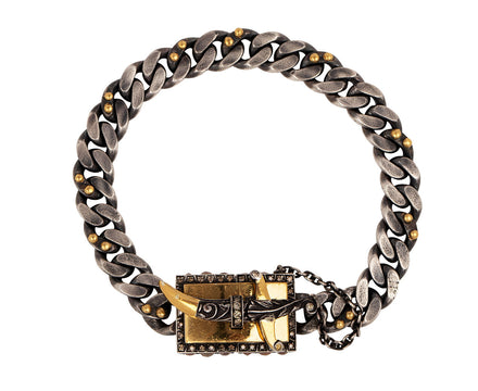 Bike Chain Gold Fancy Diamond Clasp Bracelet
