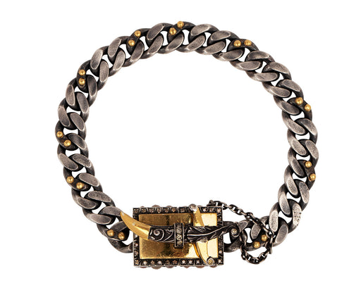 Bike Chain Gold Fancy Diamond Clasp Bracelet