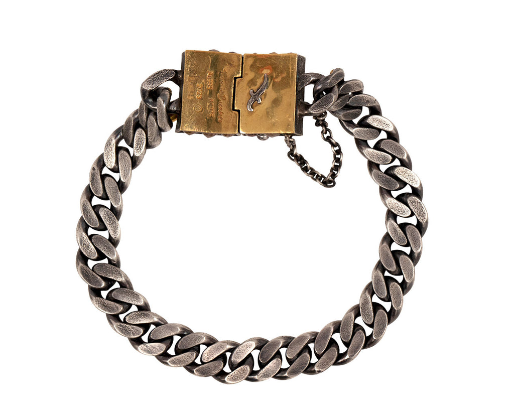 Bike Chain Gold Fancy Diamond Clasp Bracelet