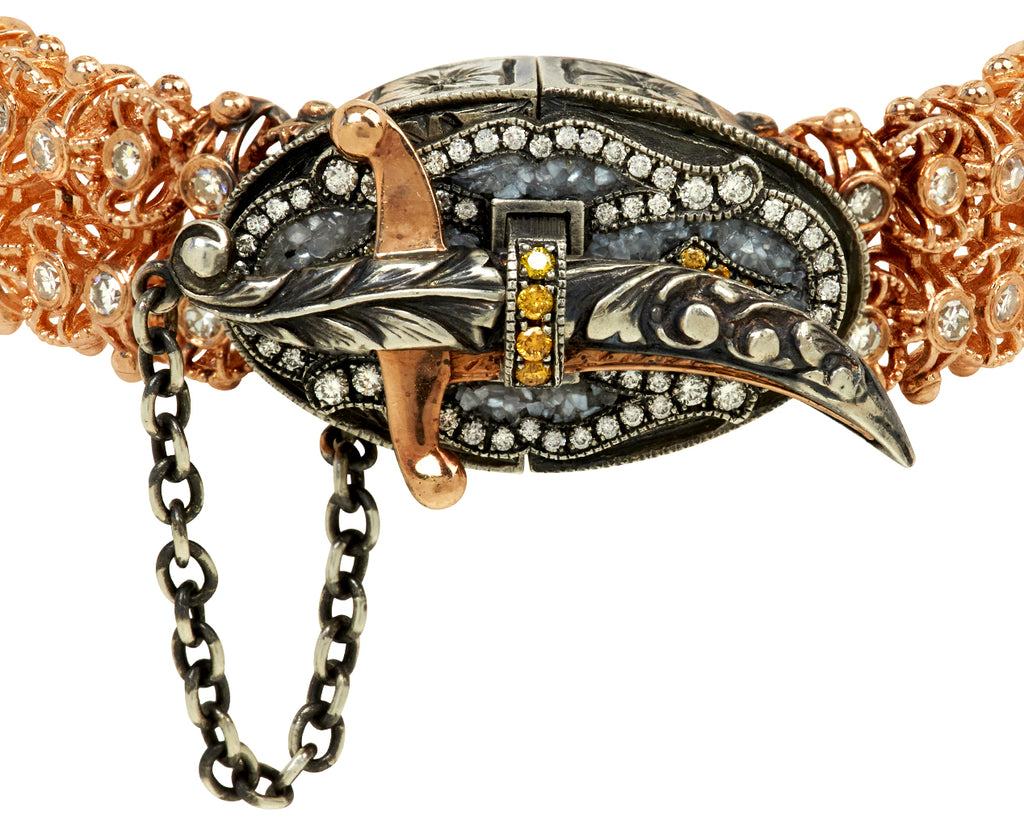 Woven Rose Gold Diamond Chain Dagger Clasp Bracelet - TWISTonline 