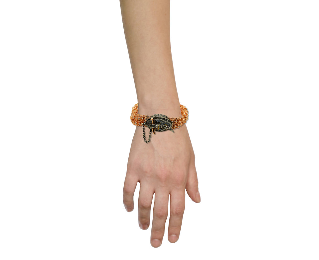 Woven Rose Gold Diamond Chain Dagger Clasp Bracelet - TWISTonline 