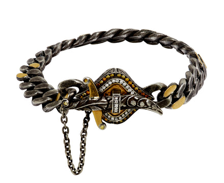 Fancy Diamond Bike Chain with Dagger Clasp Bracelet