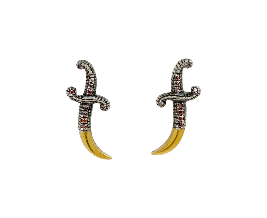 Silver and Sapphire Dagger Earrings
