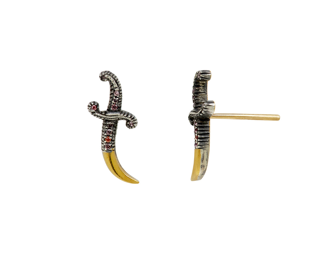 Silver and Sapphire Dagger Earrings