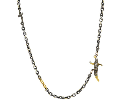 Diamond Dagger Sterling Silver Chain necklace
