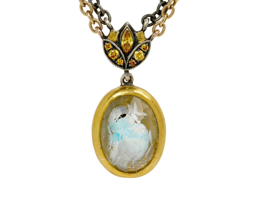 Carved Rock Quartz Bird Pendant Necklace