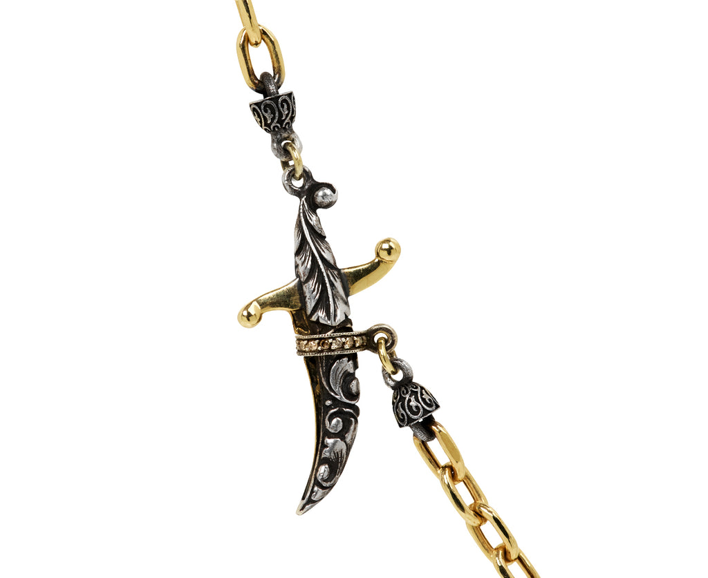 Gold Link and Dagger Clasp Necklace