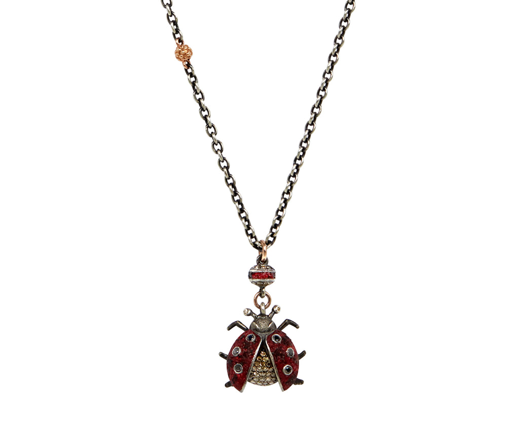 Red Micro Mosaic Ladybug Necklace
