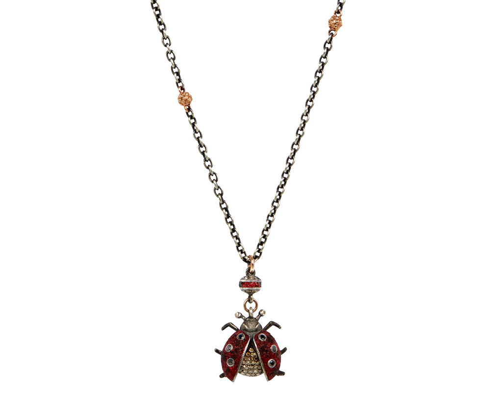 Red Micro Mosaic Ladybug Necklace