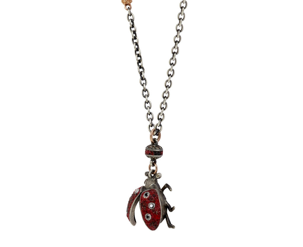 Red Micro Mosaic Ladybug Necklace