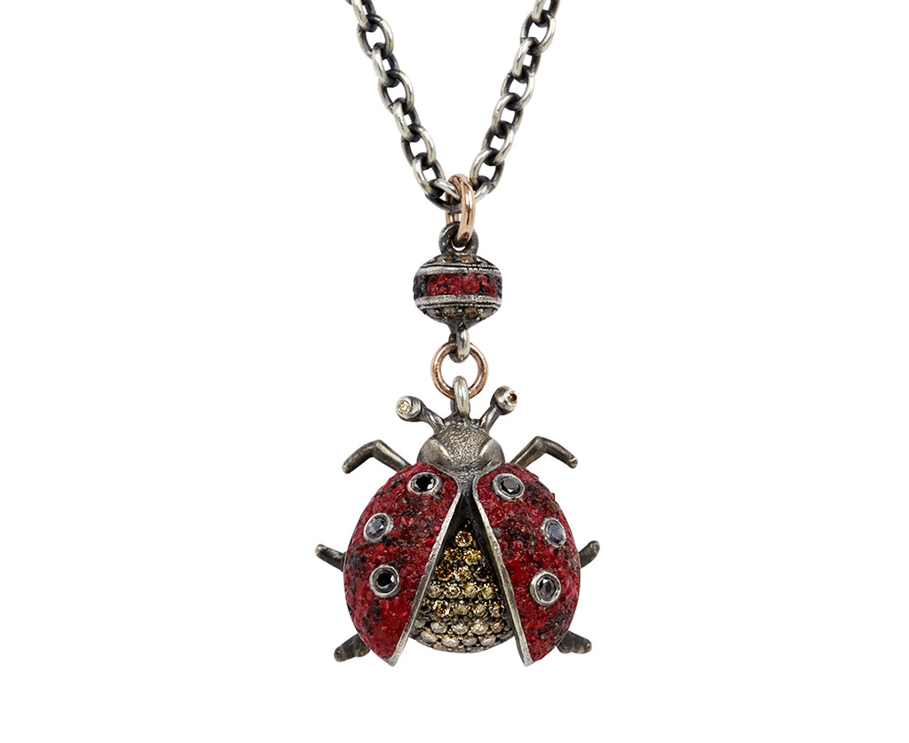 Red Micro Mosaic Ladybug Necklace