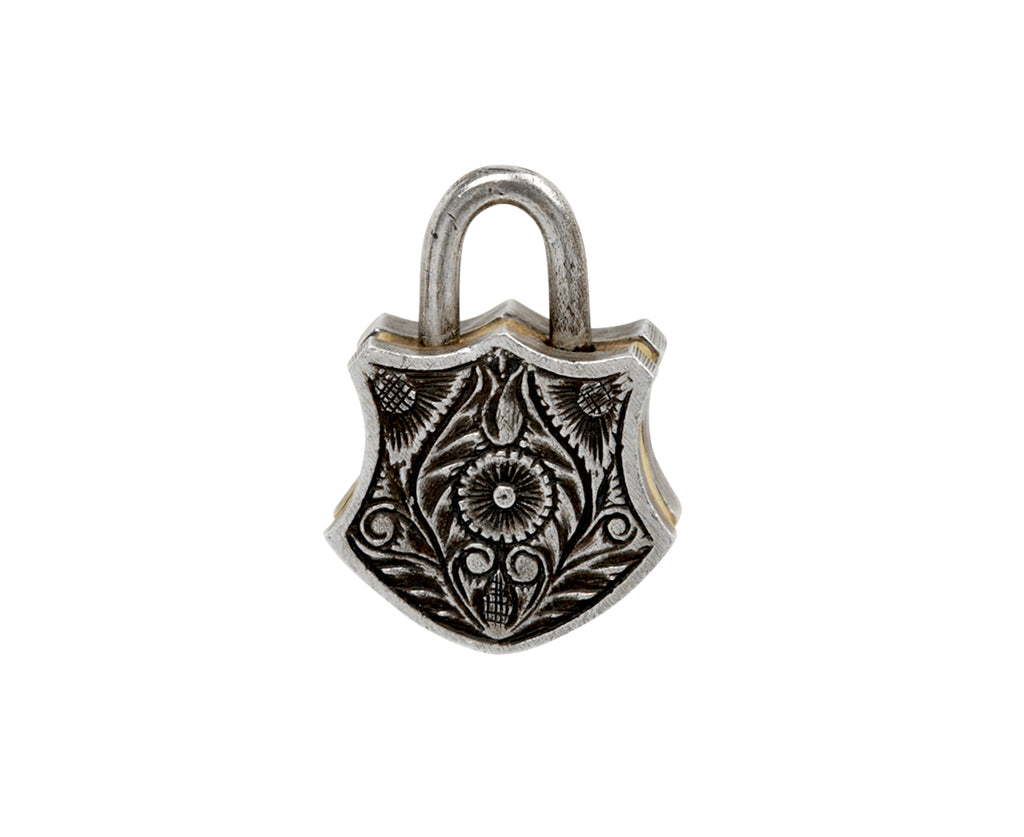 White Micro Mosaic and Sapphire Padlock Pendant ONLY