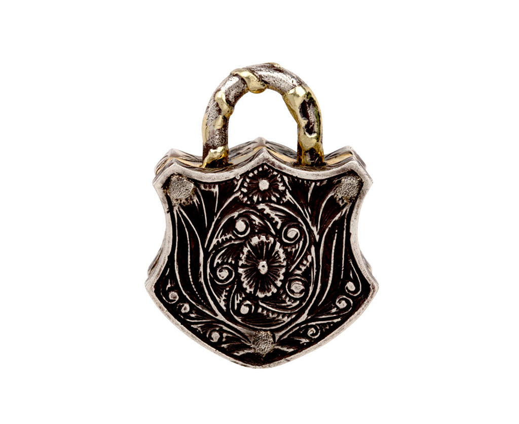 Carved Amethyst Peacock Padlock Pendant