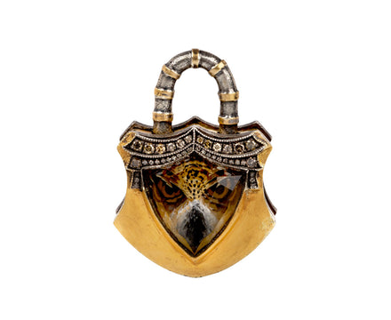 Carved Smoky Quartz Owl Padlock Pendant