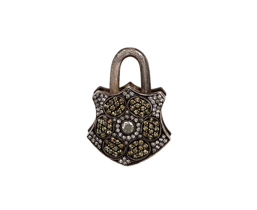 Fancy Diamond Flower Padlock Pendant