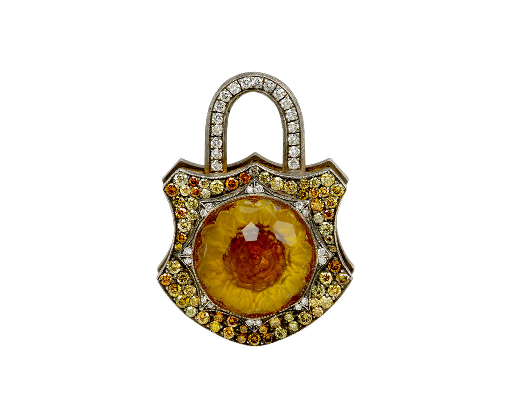 Carved Flower Padlock Pendant ONLY