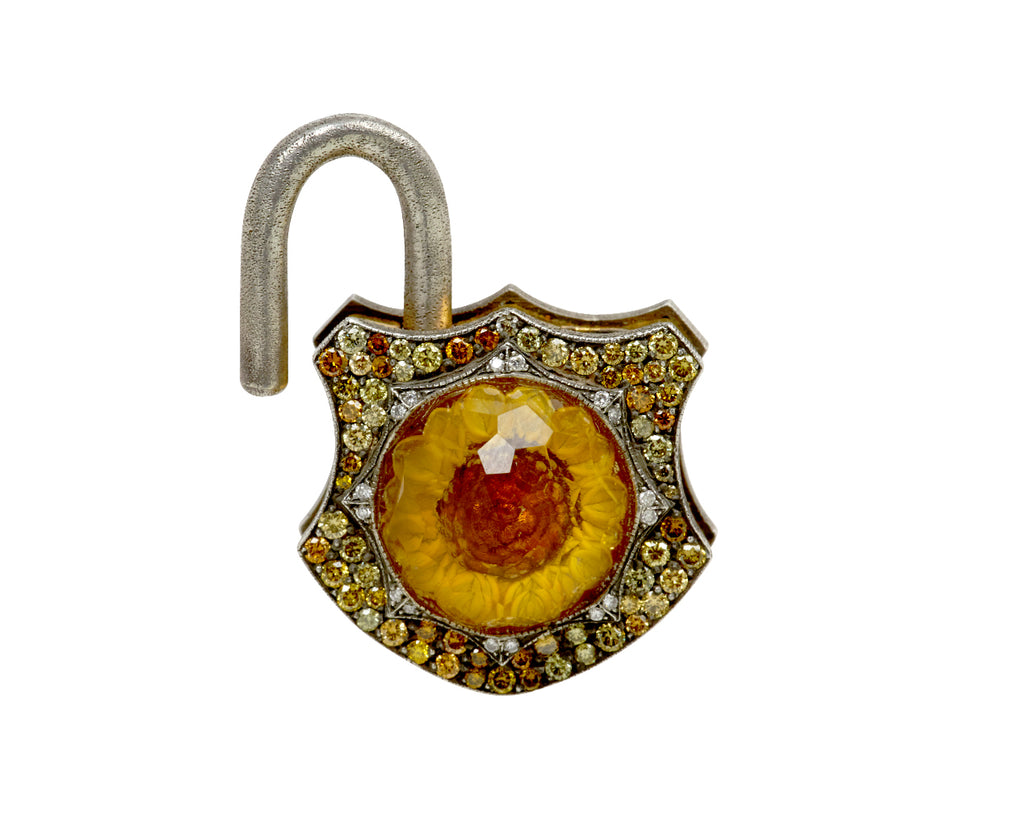 Carved Flower Padlock Pendant ONLY