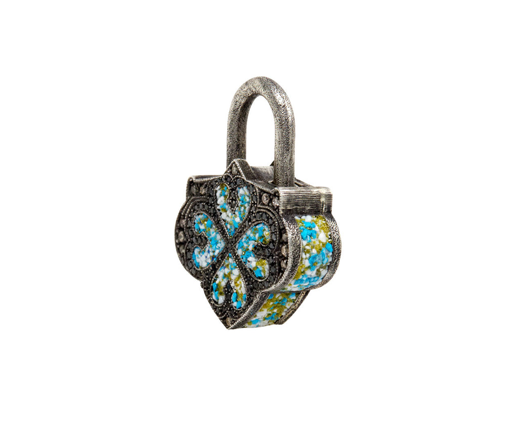 Medium Turquoise Micro Mosaic Padlock Pendant ONLY