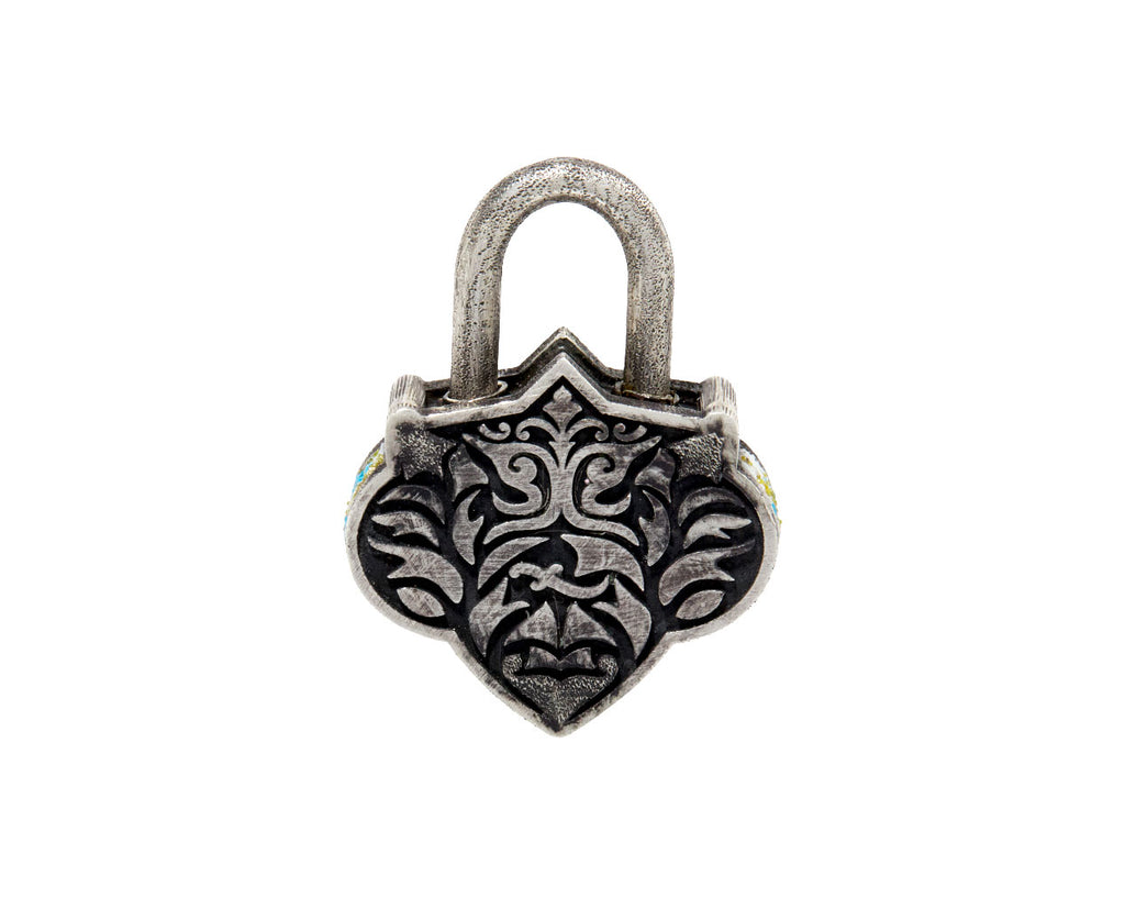 Medium Turquoise Micro Mosaic Padlock Pendant ONLY