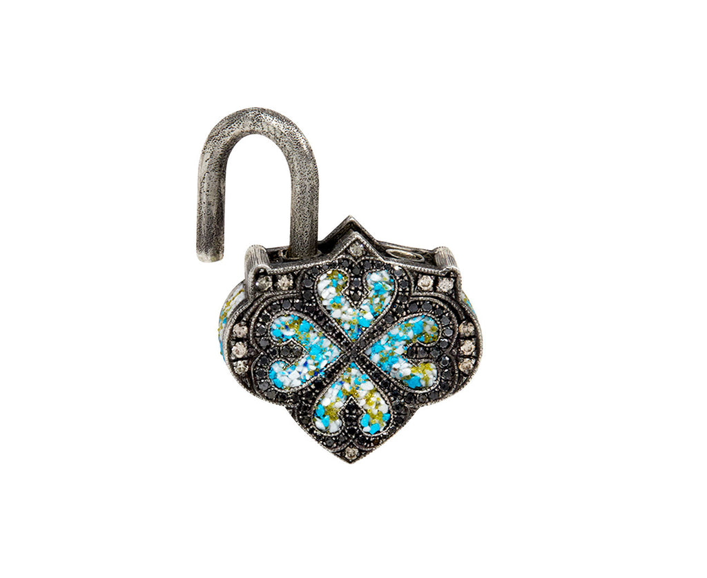 Medium Turquoise Micro Mosaic Padlock Pendant ONLY