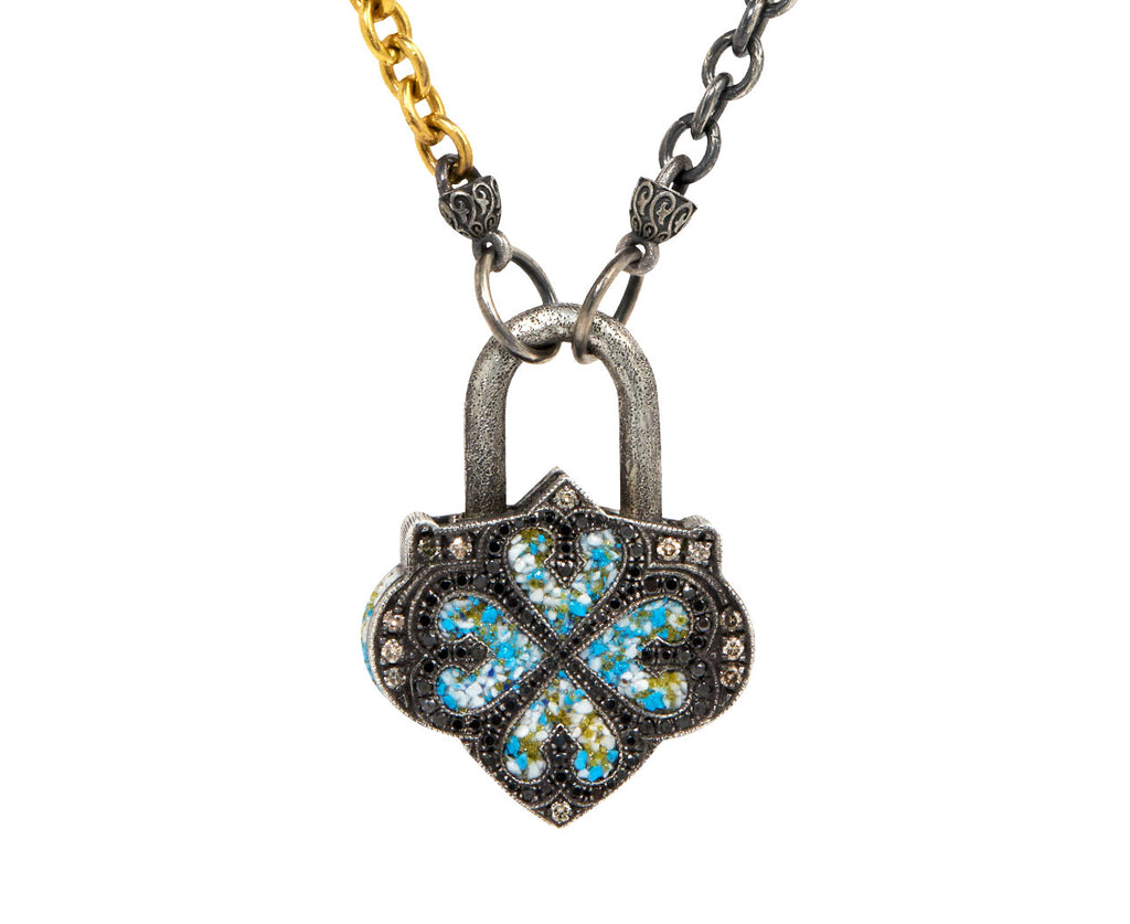 Medium Turquoise Micro Mosaic Padlock Pendant ONLY
