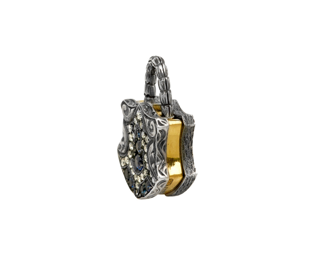 Sapphire and Diamond Shield Padlock Pendant ONLY
