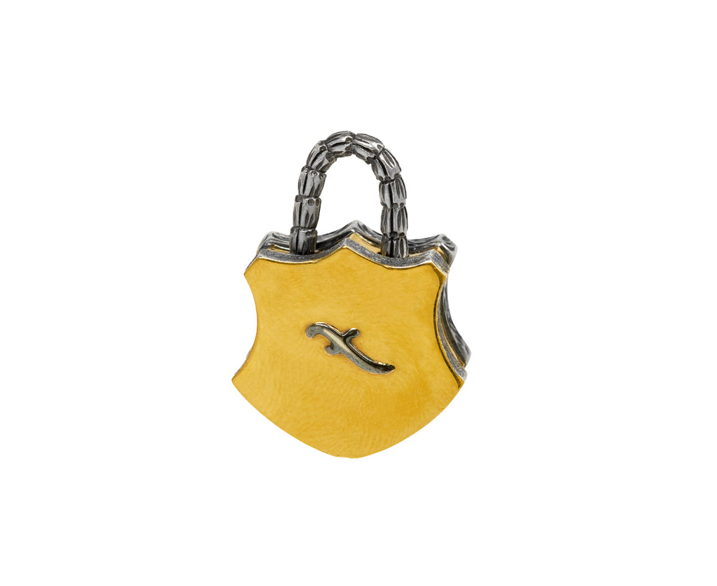 Sapphire and Diamond Shield Padlock Pendant ONLY