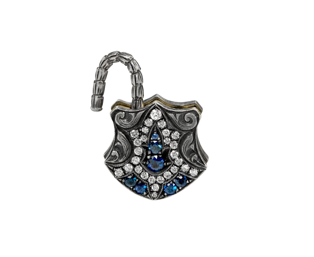 Sapphire and Diamond Shield Padlock Pendant ONLY