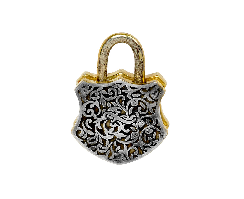 Pink Sapphire and Diamond Shield Padlock Pendant ONLY