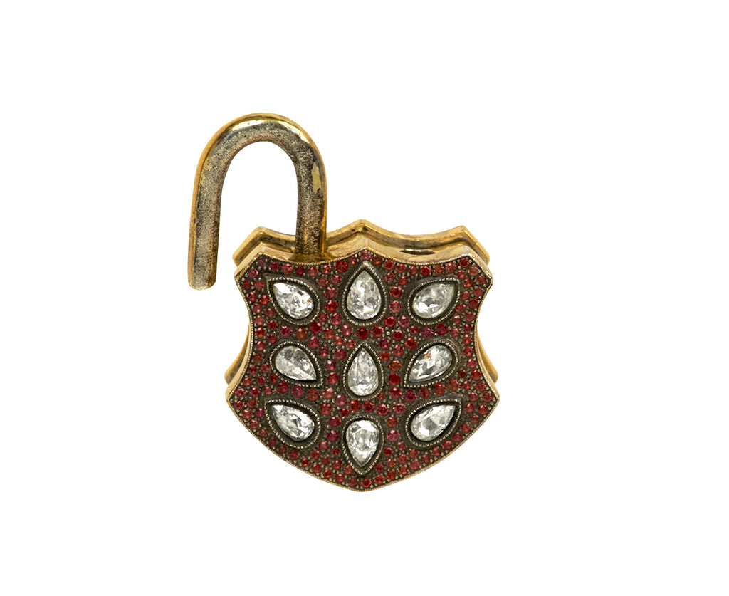 Pink Sapphire and Diamond Shield Padlock Pendant ONLY