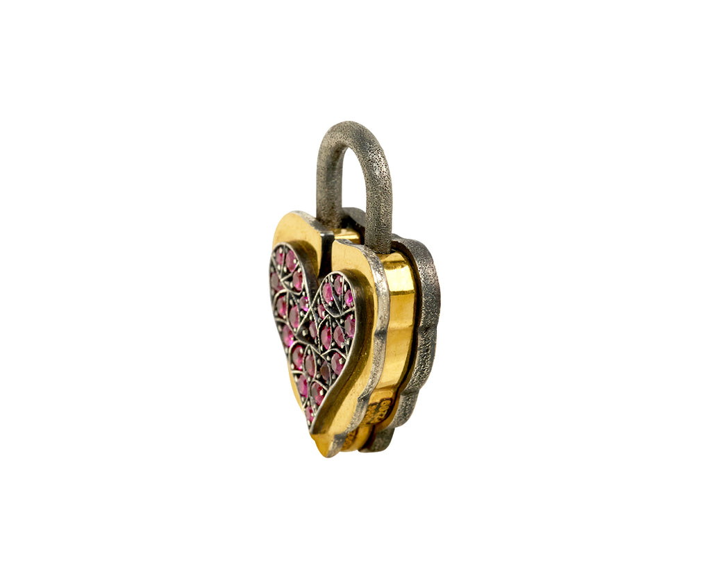 Ruby Heart Padlock Pendant ONLY