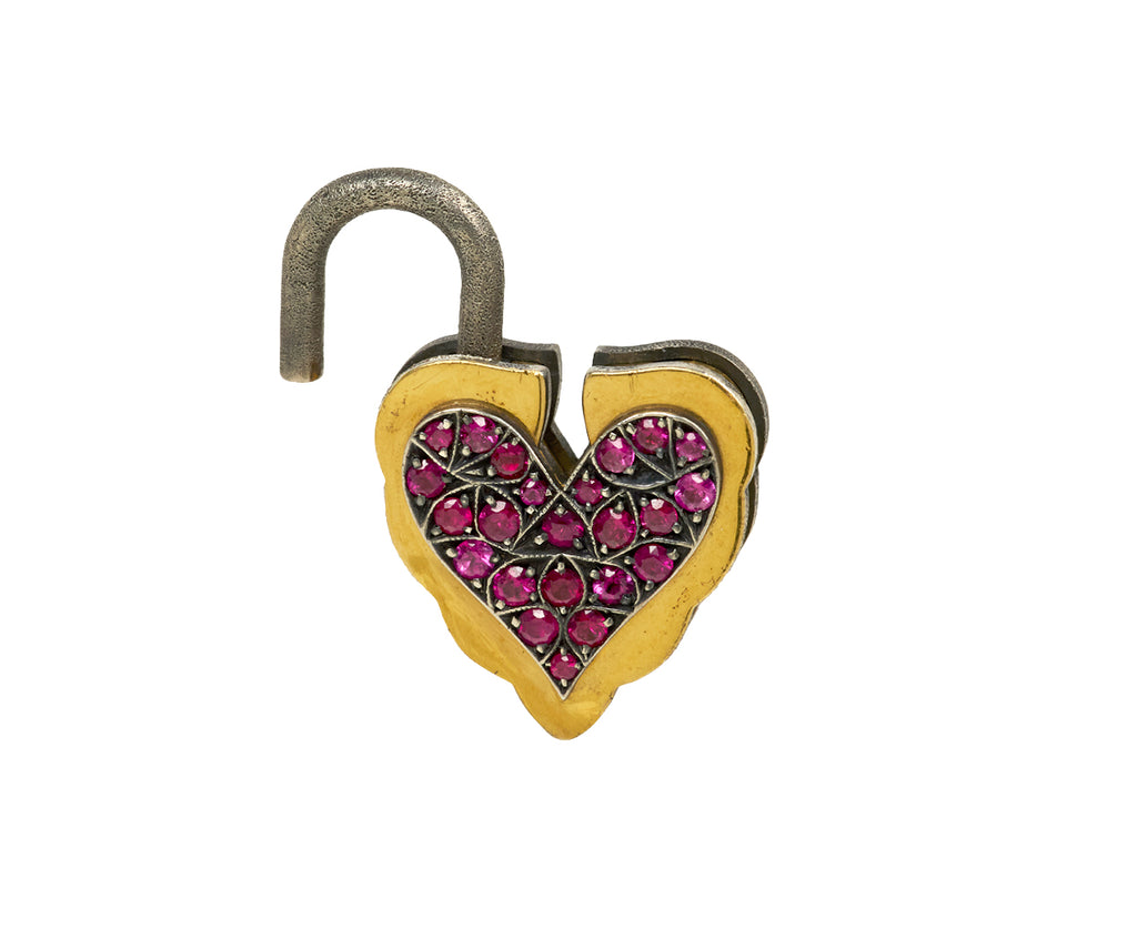 Ruby Heart Padlock Pendant ONLY