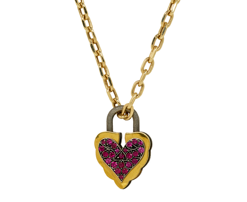 Ruby Heart Padlock Pendant ONLY