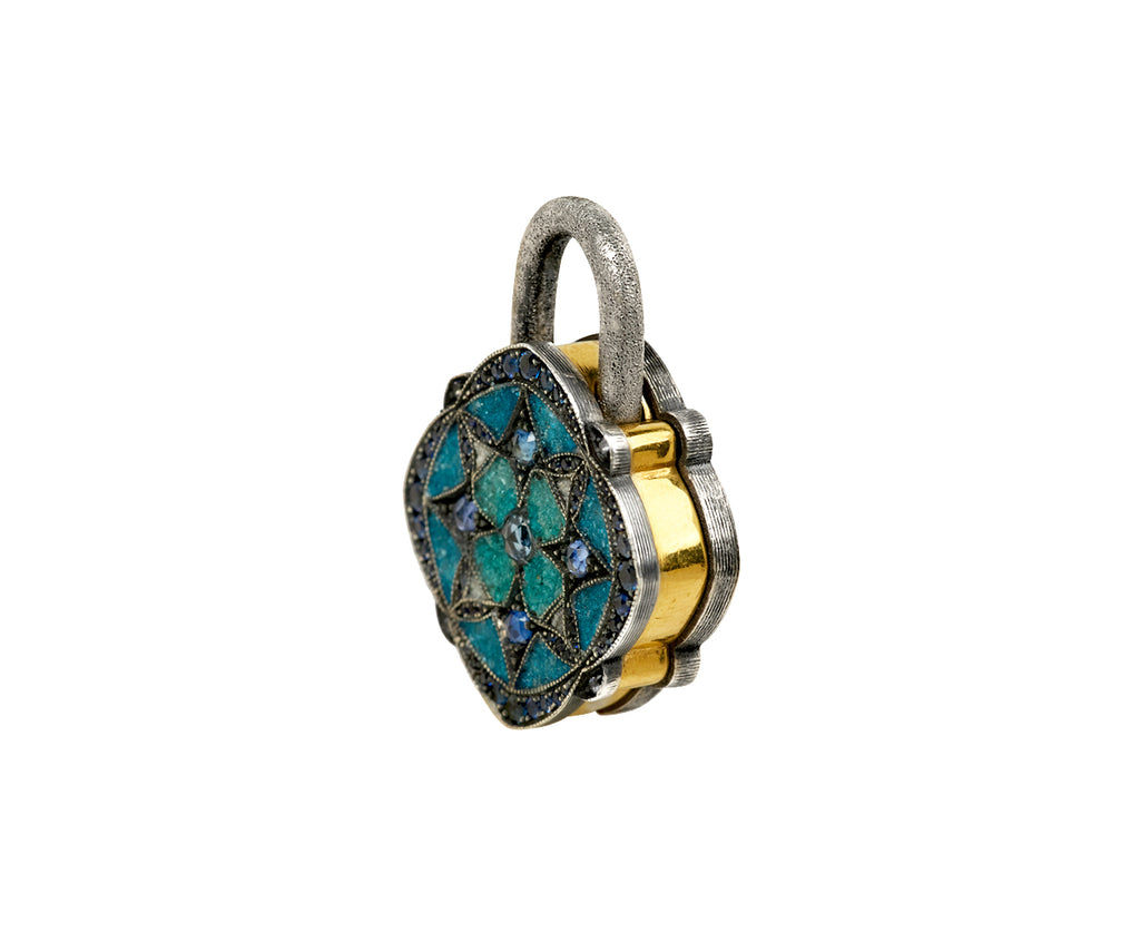 Sevan Bicakci Blue Micro Mosaic and Sapphire Padlock Pendant ONLY Side