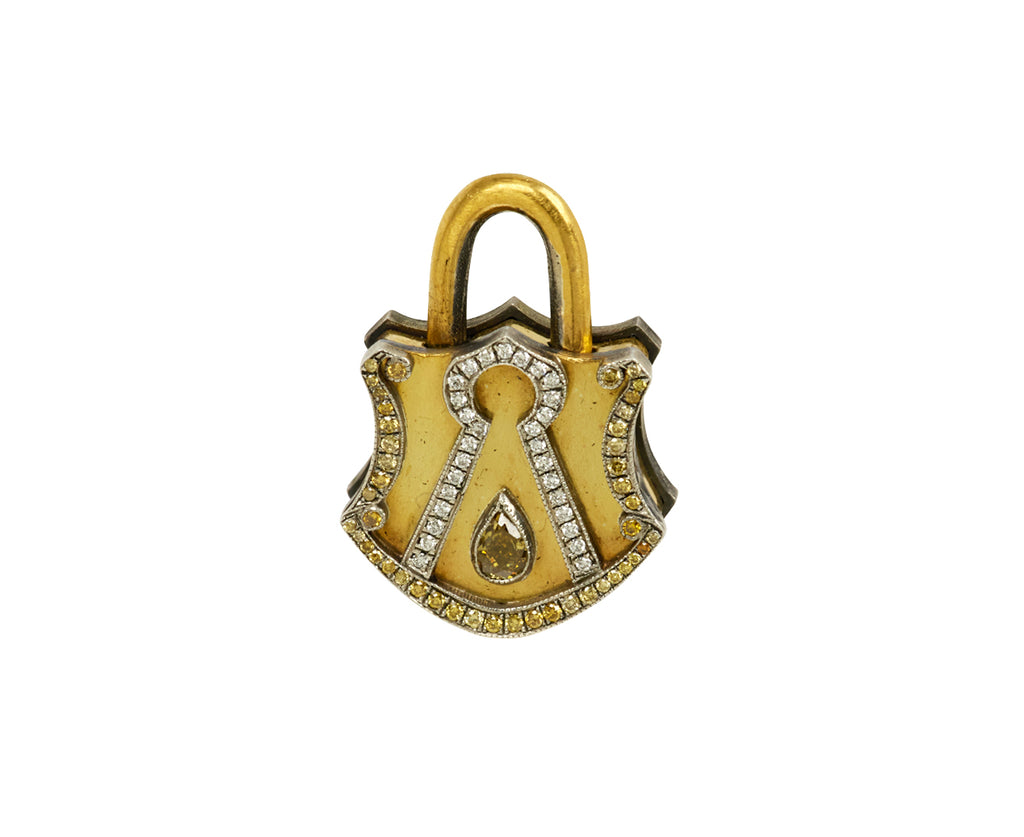 Sevan Bicakci Diamond and Gold Shield Padlock Pendant ONLY