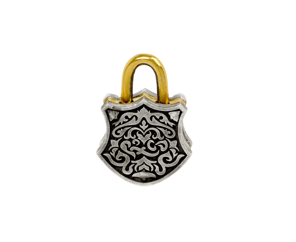 Diamond and Gold Shield Padlock Pendant ONLY