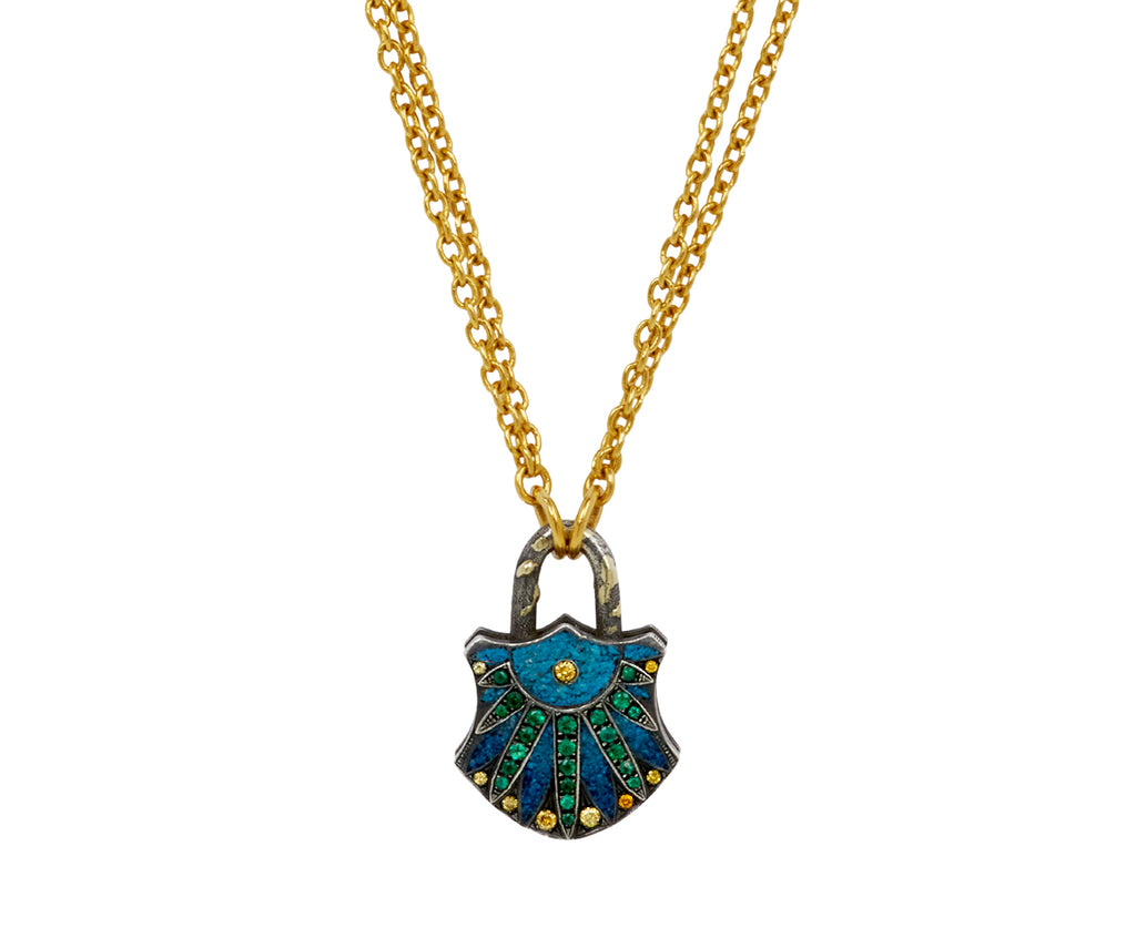 Lapis Micro Mosaic Padlock Pendant ONLY