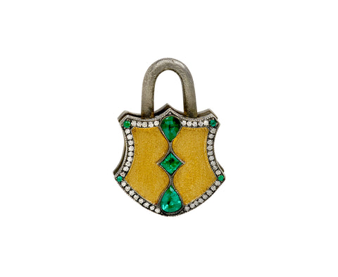 Emerald Shield Padlock Pendant ONLY