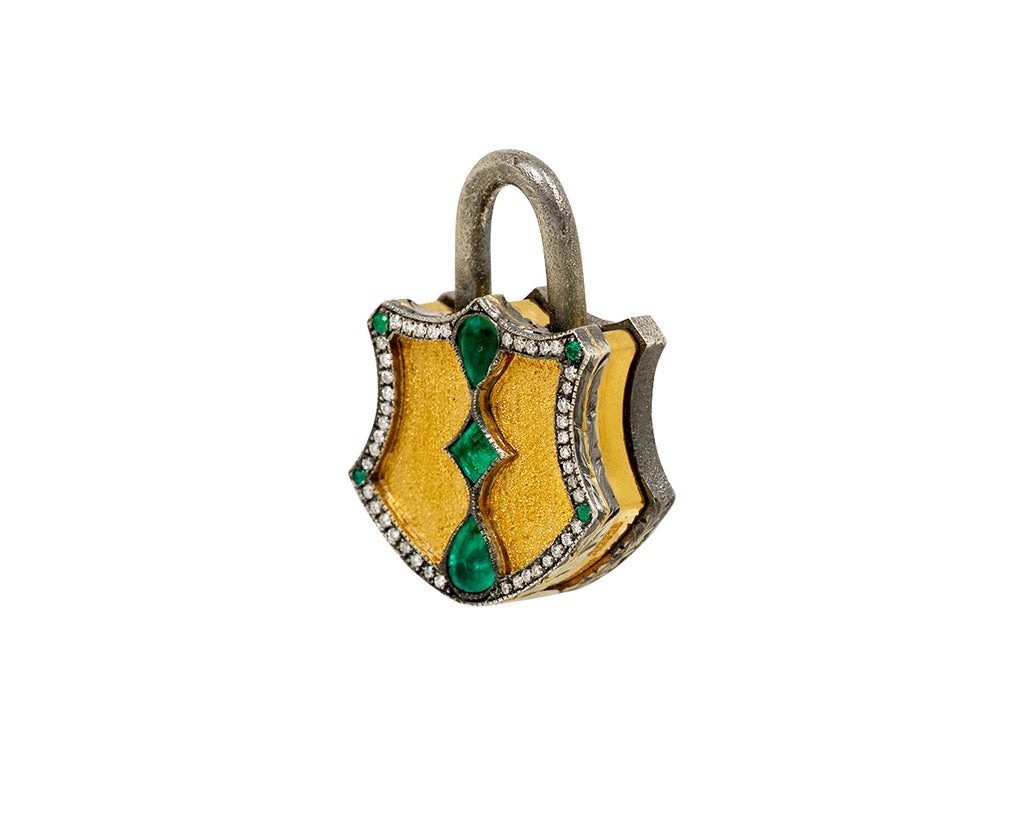 Emerald Shield Padlock Pendant ONLY