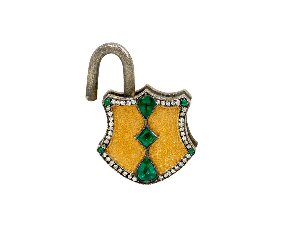 Emerald Shield Padlock Pendant ONLY