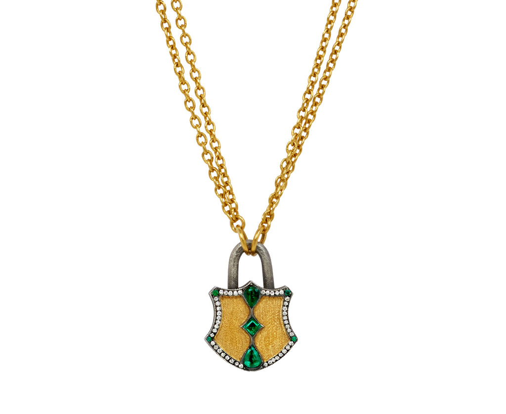 Emerald Shield Padlock Pendant ONLY
