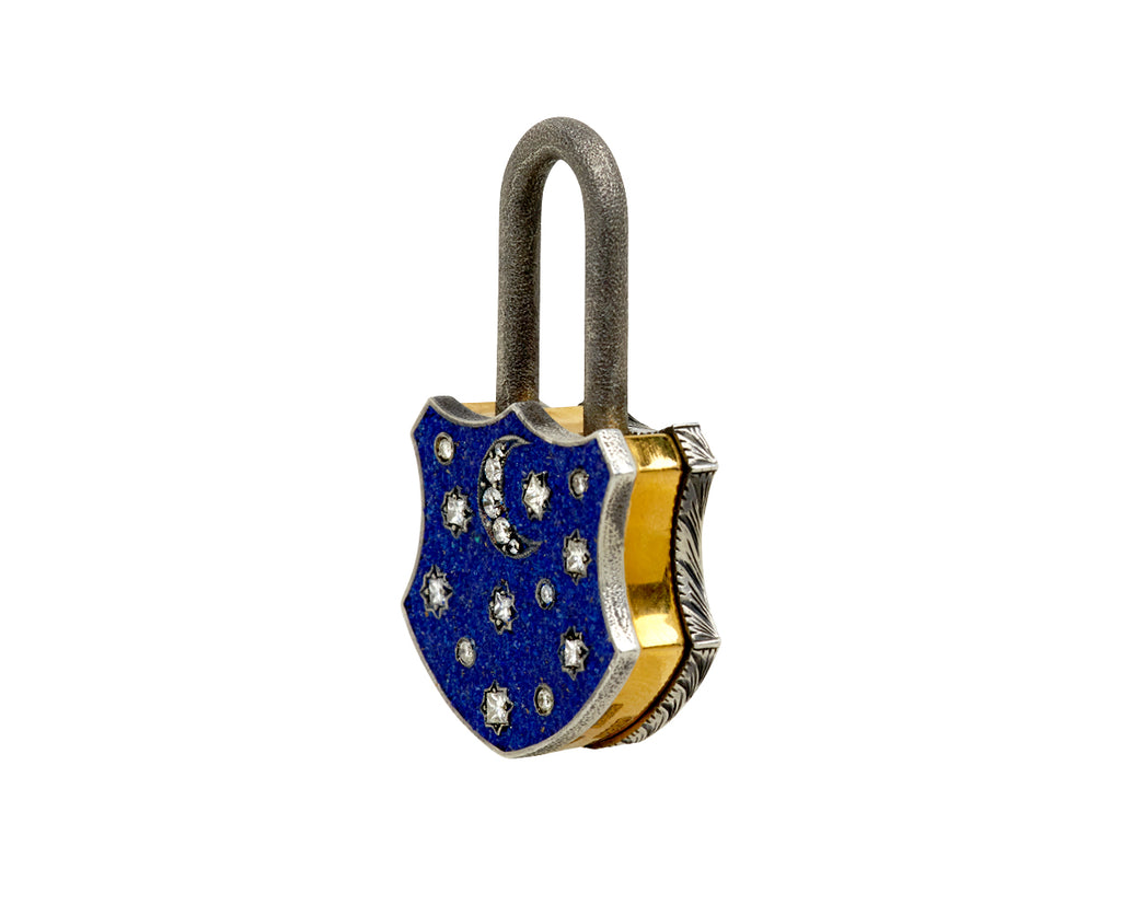 Diamond and Lapis Micromosaic Padlock Pendant ONLY