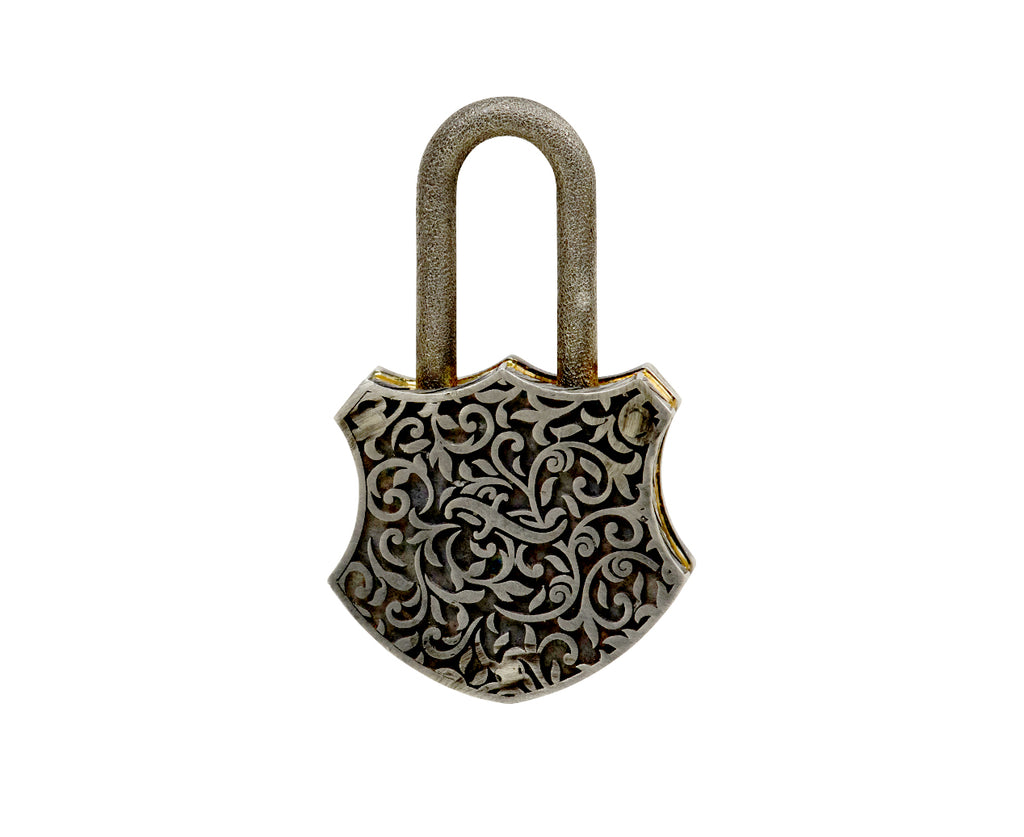 Diamond and Lapis Micromosaic Padlock Pendant ONLY