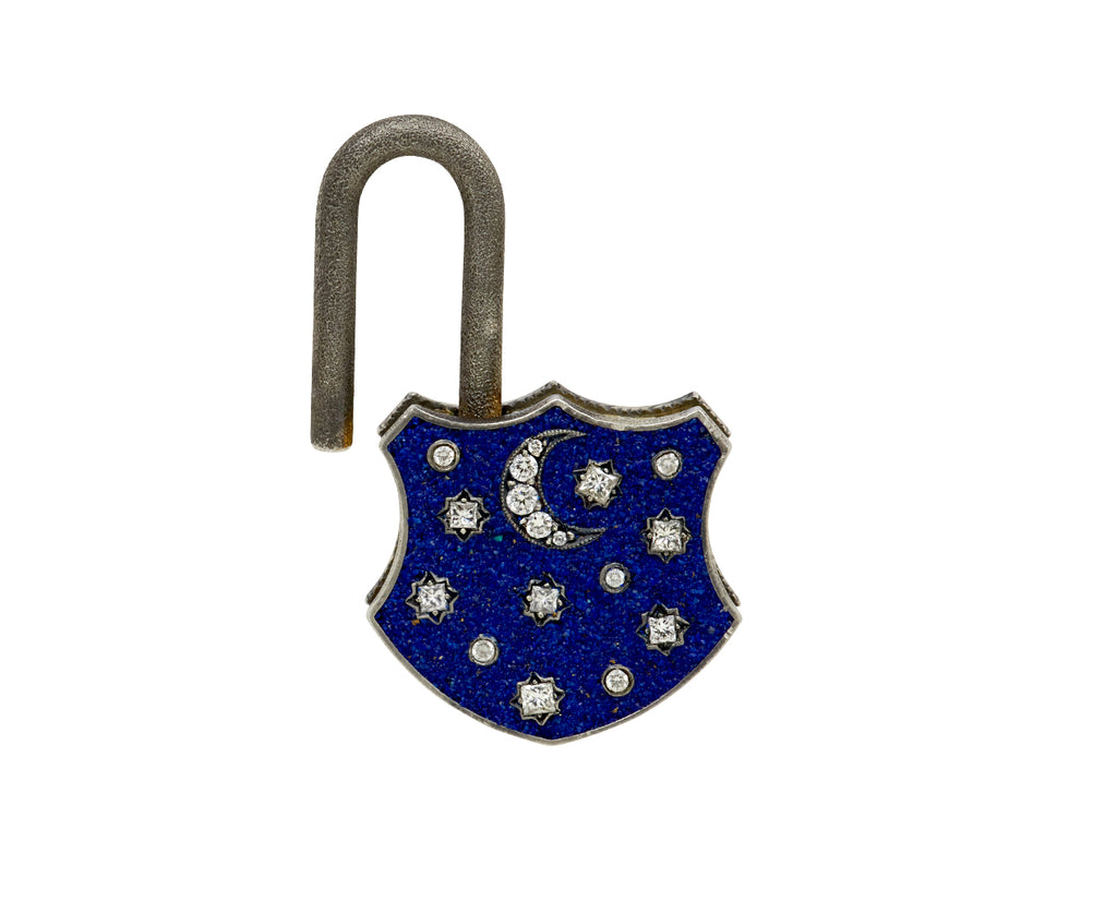 Diamond and Lapis Micromosaic Padlock Pendant ONLY