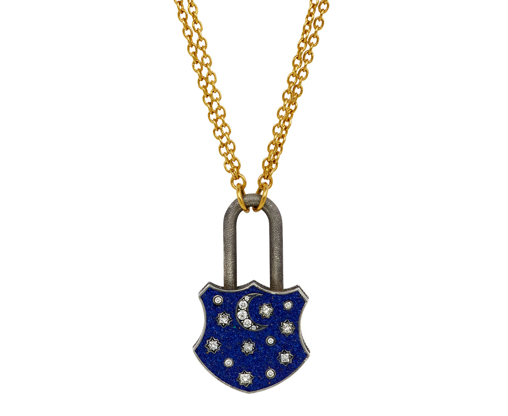 Diamond and Lapis Micromosaic Padlock Pendant ONLY