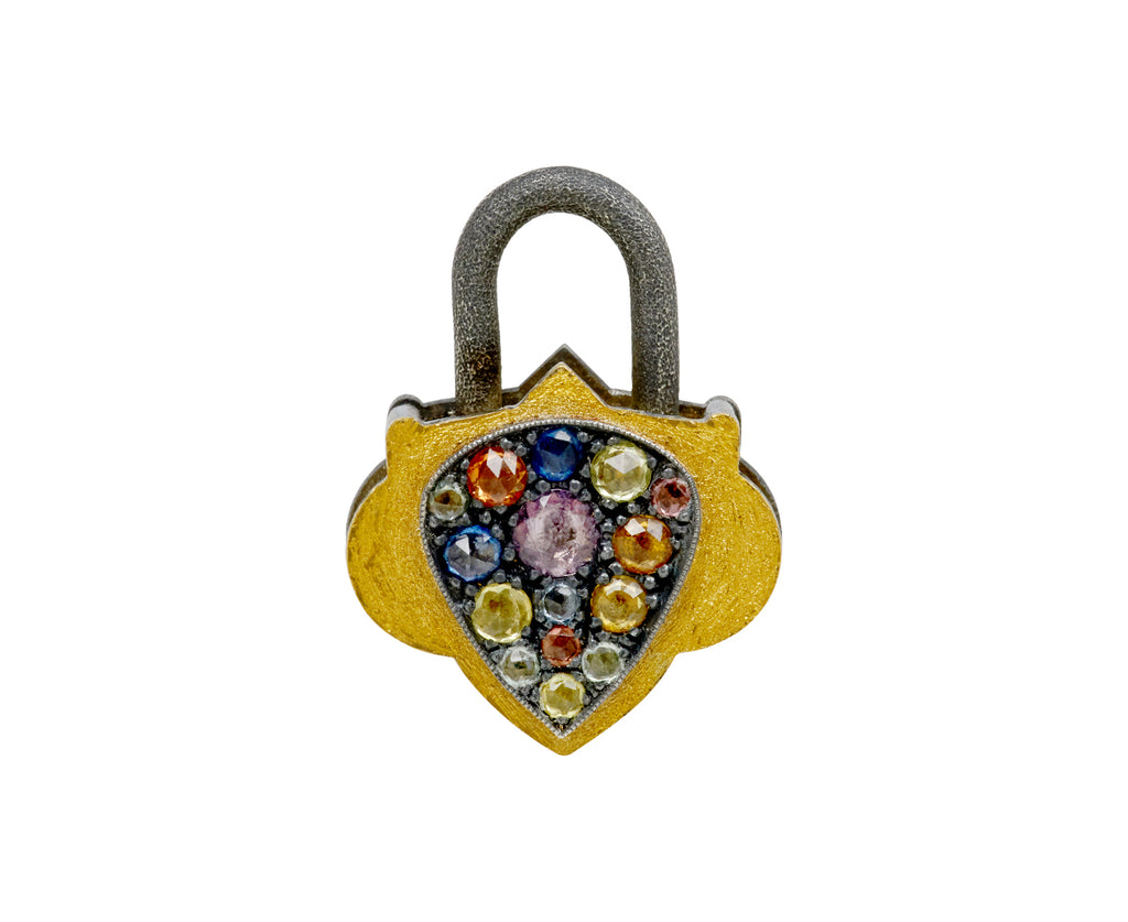 Rainbow Sapphire Gold Padlock Pendant ONLY